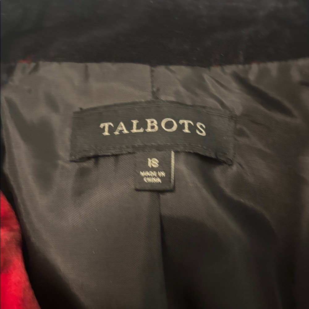 Talbots black velvet blazer red roses SZ 18 3/4 length sleeves 100% Cotton lined - Picture 4 of 15